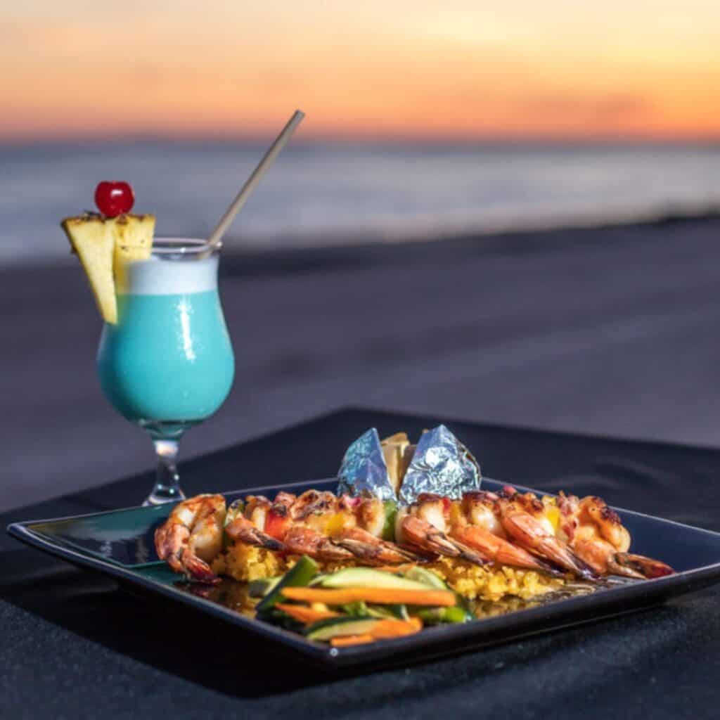 Sunset dinner by the sea